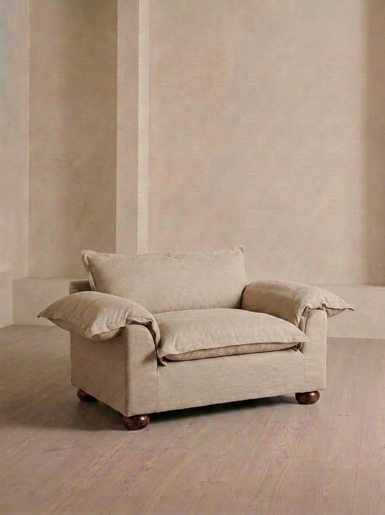 Natural linen armchair